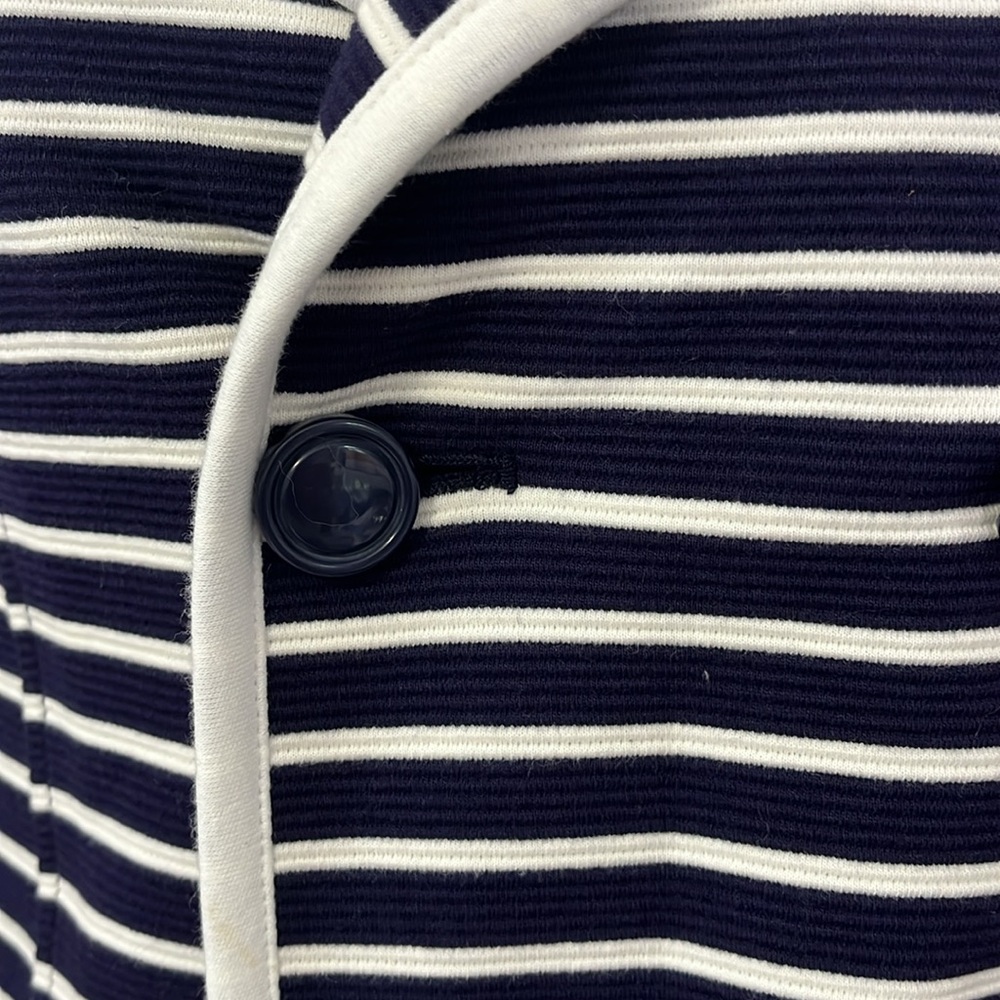 Anthropologie Stephanie Peacoat Navy & White Striped Double Button Blazer Jacket - Picture 4 of 11